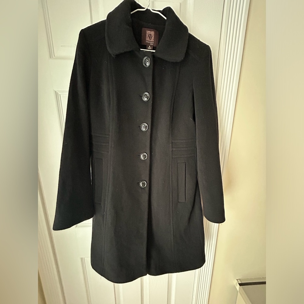 Anne Klein black wool blend coat
